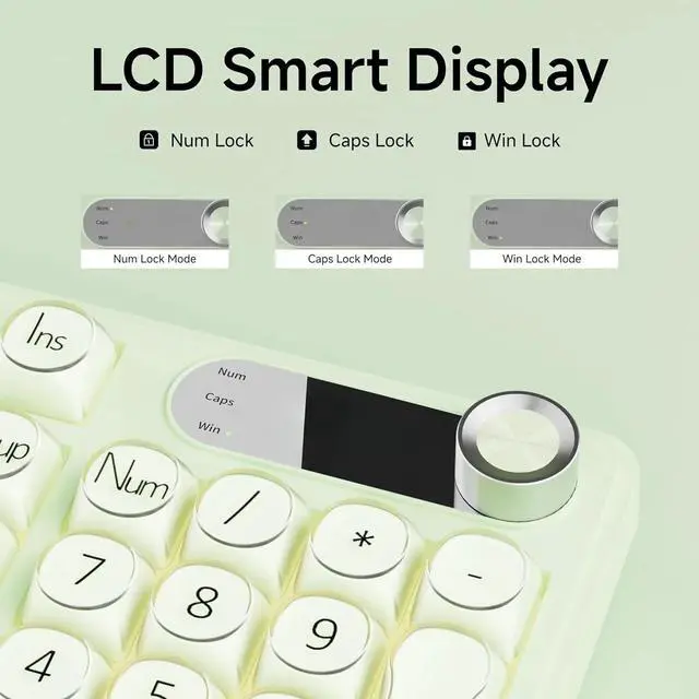 Alt view image 3 of 4 - 98 Keys Creamy Gaming Keyboard with Number Pad, Display Screen & Media Knob RGB Silent Wired Computer Keyboard for Laptop PC Gamer - Green