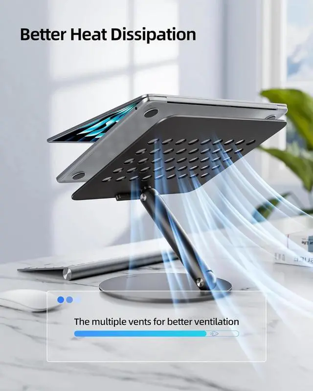 Alt view image 4 of 5 - Laptop Stand for Desk, 360 Rotating Adjustable Laptop Riser,with MacBook Pro/Air, Dell, HP, and 10-17inch Laptops (Black)