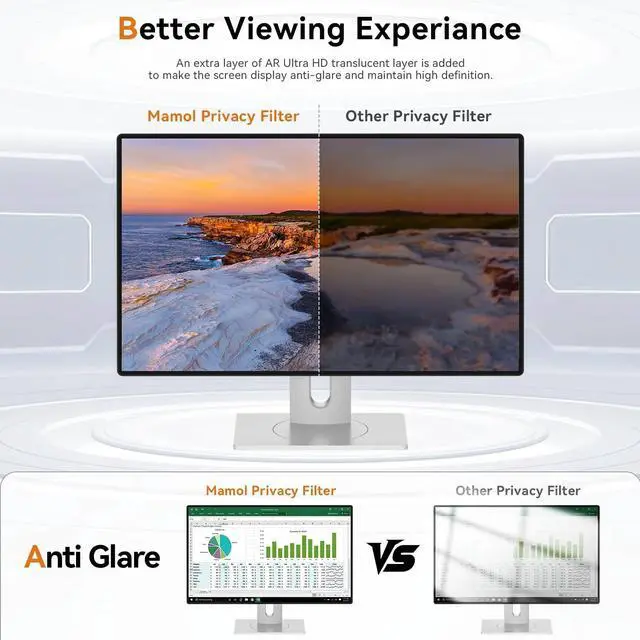 Alt view image 5 of 5 - FOR 34 Inch Curved Computer Privacy Screen Filter for 21:9 Aspect Ratio Widescreen Monitor - Anti Glare Blue Light Filter