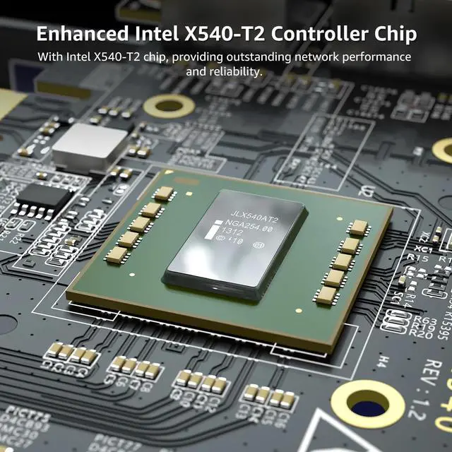 Alt view image 3 of 3 - 10G PCI-E Network Card with 10Gbps Dual RJ45 Ports, Intel X540-T2 Conrtoller, 10Gb Ethernet Adapter Card Compatible