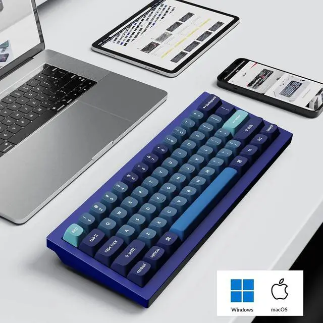 Alt view image 2 of 4 - Wired Mechanical Keyboard, 60% Layout QMK/VIA Programmable Macro with Hot-swappable Gateron G Pro Red Switch Double Gasket Compatible (Navy Blue)