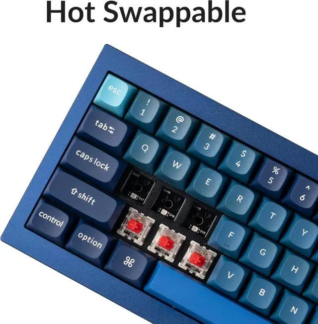 Alt view image 3 of 4 - Wired Mechanical Keyboard, 60% Layout QMK/VIA Programmable Macro with Hot-swappable Gateron G Pro Red Switch Double Gasket Compatible (Navy Blue)