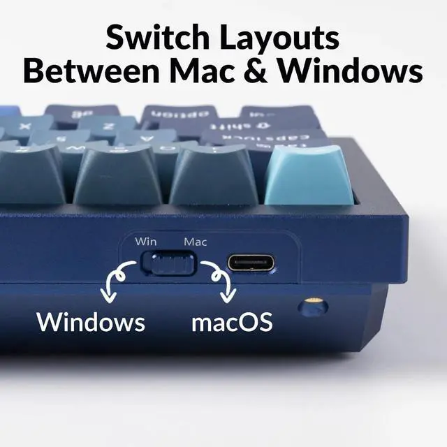 Alt view image 4 of 4 - Wired Mechanical Keyboard, 60% Layout QMK/VIA Programmable Macro with Hot-swappable Gateron G Pro Red Switch Double Gasket Compatible (Navy Blue)