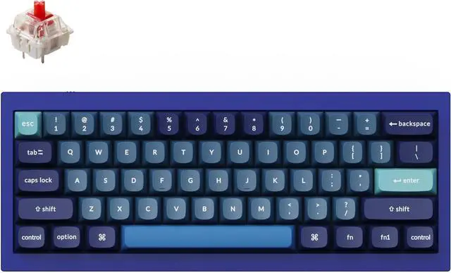Main image of Wired Mechanical Keyboard, 60% Layout QMK/VIA Programmable Macro with Hot-swappable Gateron G Pro Red Switch Double Gasket Compatible (Navy Blue)