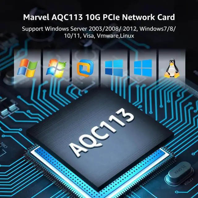 Alt view image 2 of 4 - 2025 New 10G Base-T PCI-e4.0 X1 Network Card, Marvell AQC113 Controller,10Gbe RJ45 Port NIC Card, Windows10/11/Windows Server/Linux