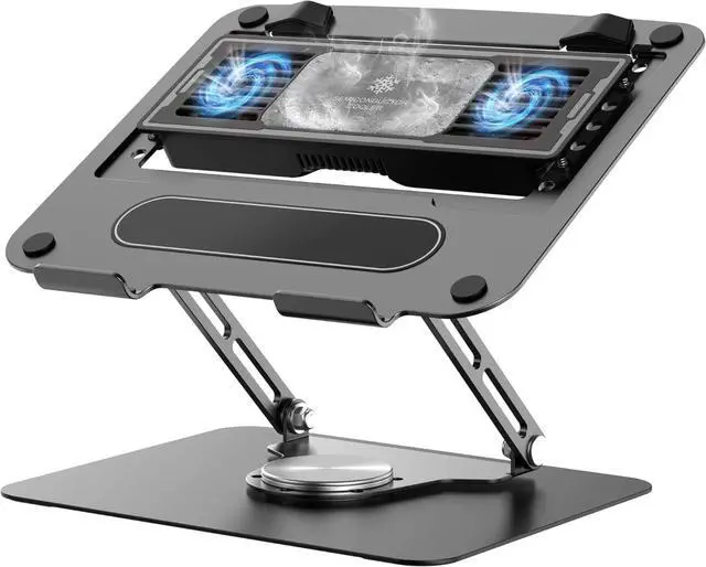 Main image of Detachable Thermoelectric Cooler, Adjustable Height & Angle, 360 Rotation Base, Carbon Steel Framework, Ultra-Quiet & Super Sturdy for up to 15.6 Laptop (Black)