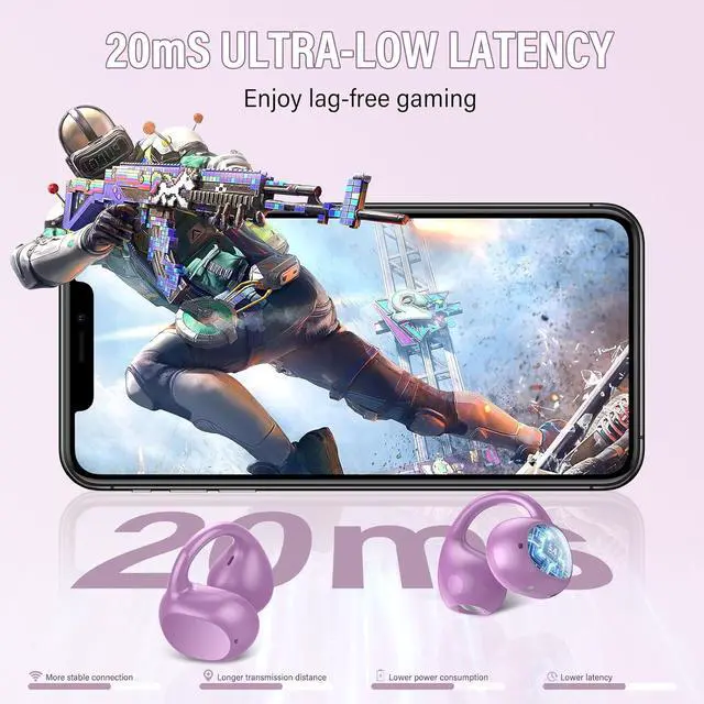 Alt view image 4 of 5 - Open Ear Earbuds,Wireless Earbuds Bluetooth 5.4 Ergonomic Clip-On Ear buds, Bone Conduction Over The Ear Headphones 48H Playtime