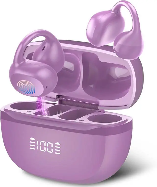 Main image of Open Ear Earbuds,Wireless Earbuds Bluetooth 5.4 Ergonomic Clip-On Ear buds, Bone Conduction Over The Ear Headphones 48H Playtime