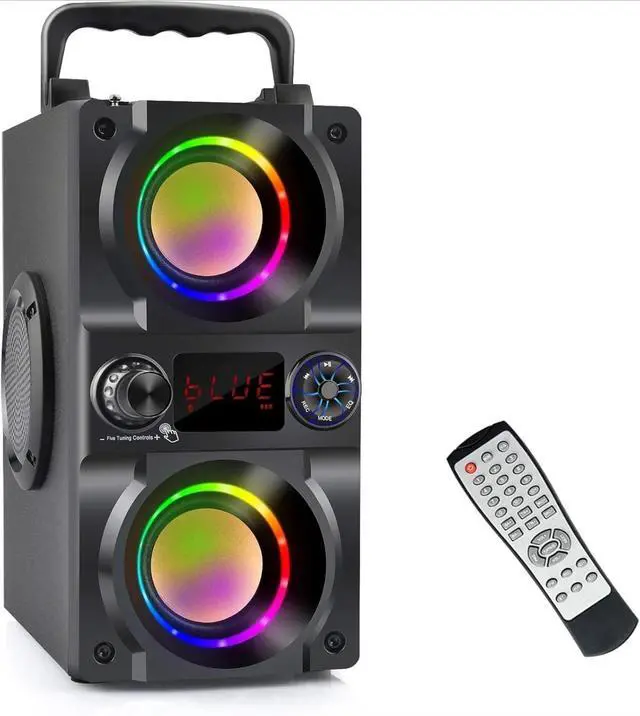 Main image of Bluetooth Speaker, 40W (60W Peak) Portable Wireless Speaker with Colorful Lights, Double Subwoofer Heavy Bass, FM Radio, Bluetooth 5.0