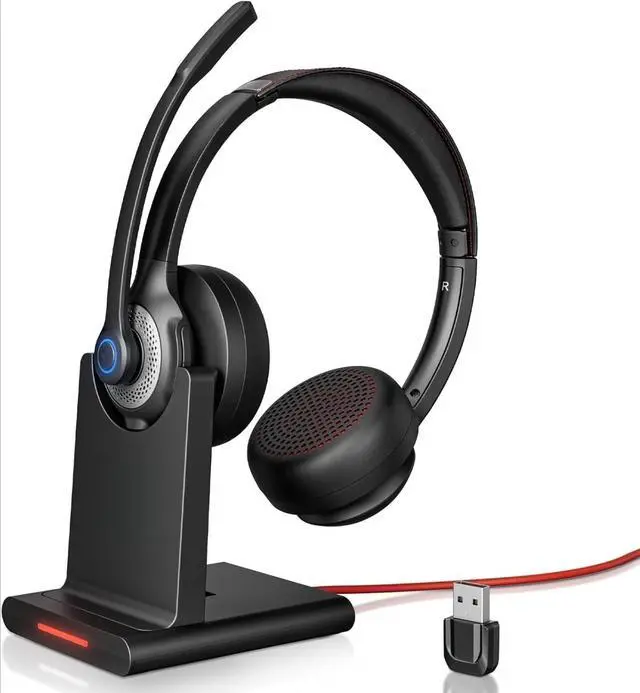 Main image of Wireless Headset Bluetooth Headset - with USB Dongle, Charging Base & Mic Mute for Computer/Laptop/PC/iPhone/Android/Cell Phones