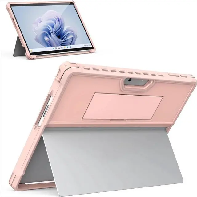 Main image of 13 Inch, All-in-One Protective Rugged Cover with Hand Strap, Compatible with Type Cover Keyboard, Rose Gold