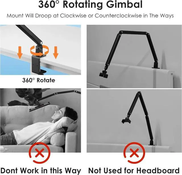 Alt view image 3 of 4 - Tablet Stand Holder for ipad,Kindle,Portable Monitor Stand Holder 15.6'' Max,Foldable Tablet Mount Arm for ipad with 360°Rotate Base