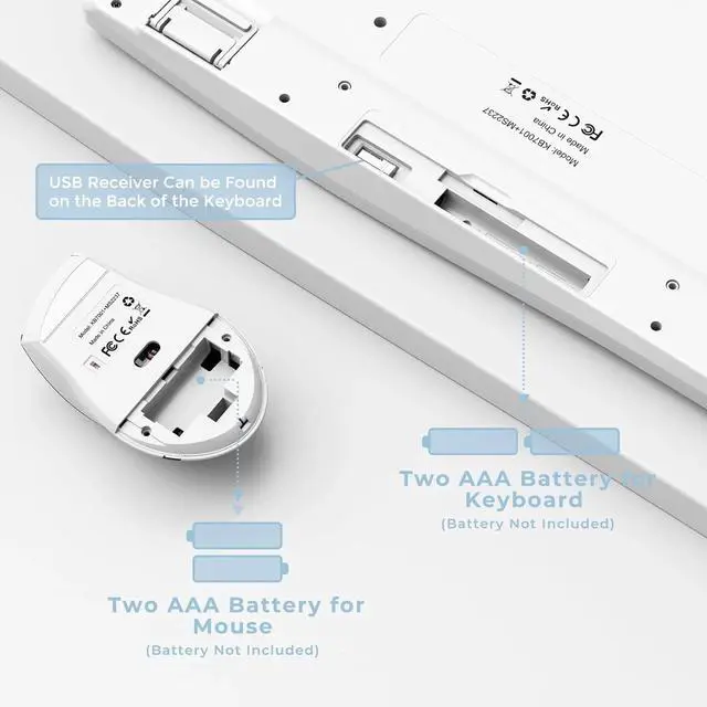 Alt view image 2 of 4 - Ergonomic Keyboard and Mouse Combo - Full Size with Palm Wrist Rest for Windows Computers Laptops - White(Upgrade)