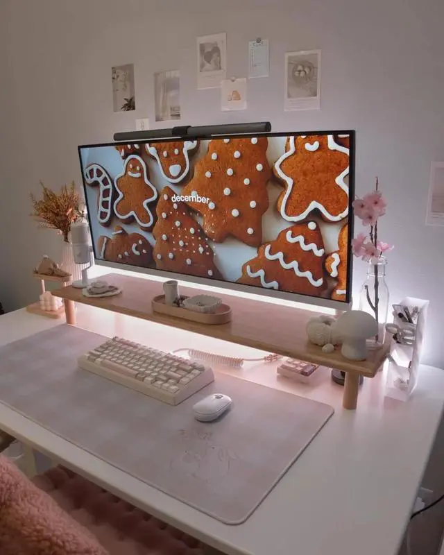 Alt view image 4 of 5 - Bamboo Dual Monitor Shelf, Monitor Stand Riser with Underneath Storage for Desk Office Supplies, Supports Heavy TV up to 300 lbs, Natural