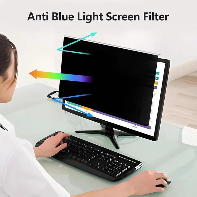 Alt view image 4 of 4 - Computer Privacy Screen Protector for 27 Inches Monitor Anti Blue Light 16:9 Widescreen Filter Hanging Type Anti Scratch Easy Installation Shield
