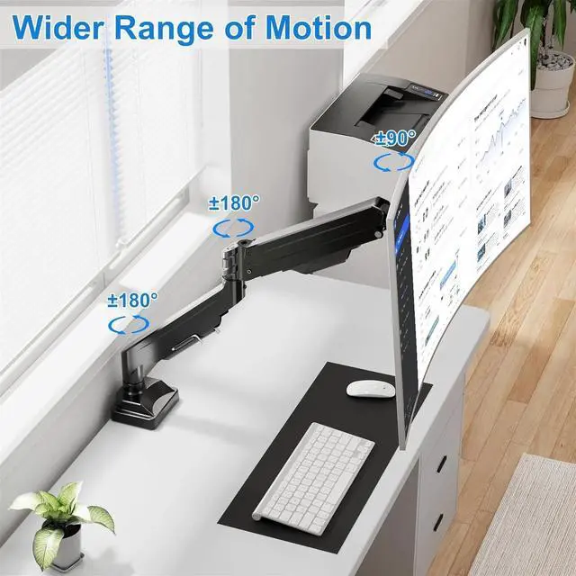 Alt view image 5 of 5 - Premium Monitor Arm Hold up 2.2-33lbs Ultrawide Computer Screens, Full Motion Gas Spring Heavy Duty Desk Mount Adjustable VESA Mount 75x75/100x100mm