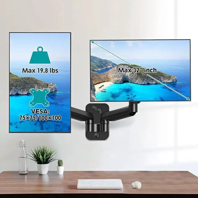Alt view image 3 of 4 - Dual Monitor Wall Mount for 13 to 32 Inch Computer Screens, Monitor Mounts for 2 Monitors Holds Up to 19.8lbs Each