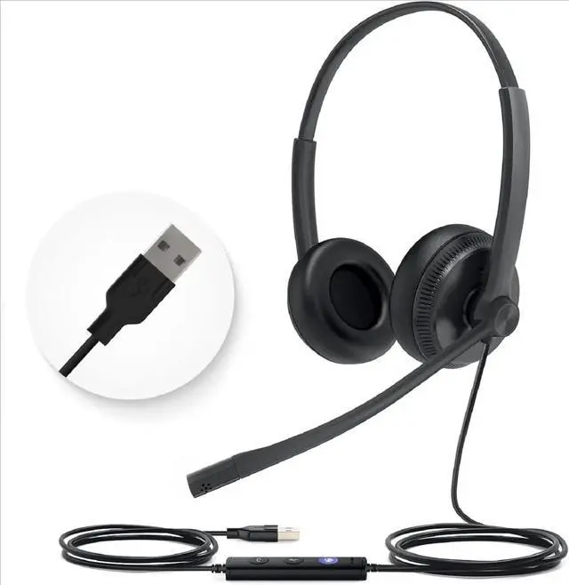 Main image of Stereo Wired Headphones with Noise Cancelling Microphone,Professional Work Headphones for VoIP Phone PC Computer Call Center Office