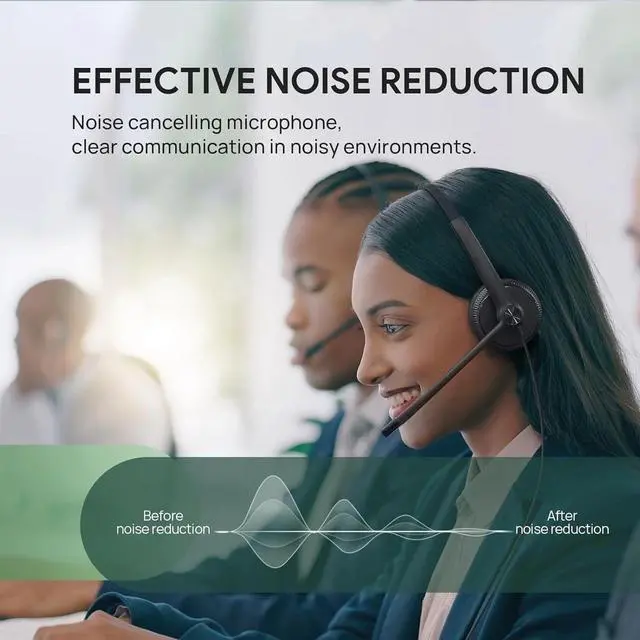 Alt view image 3 of 5 - Stereo Wired Headphones with Noise Cancelling Microphone,Professional Work Headphones for VoIP Phone PC Computer Call Center Office