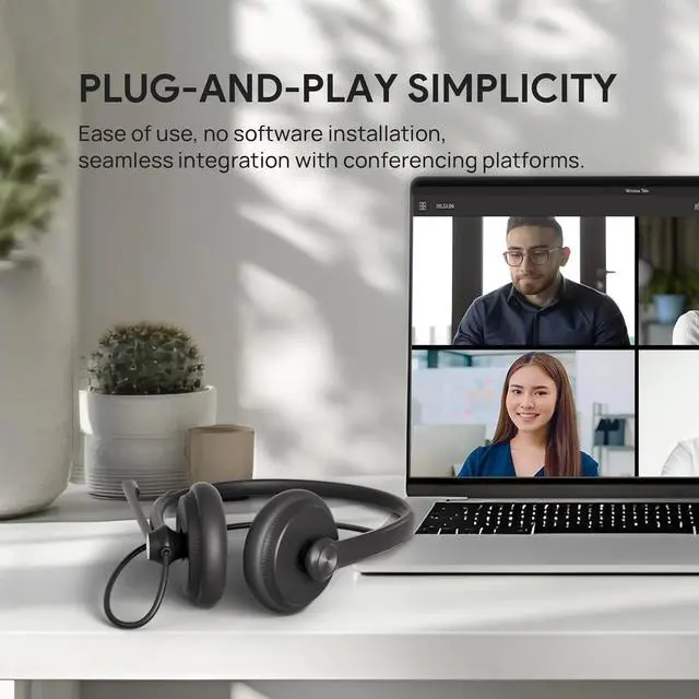 Alt view image 4 of 5 - Stereo Wired Headphones with Noise Cancelling Microphone,Professional Work Headphones for VoIP Phone PC Computer Call Center Office