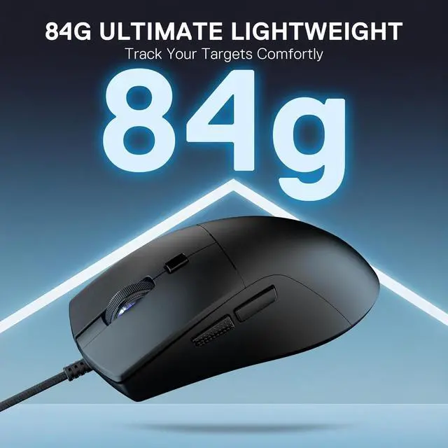 Alt view image 3 of 5 - M618 Wired Gaming Mouse, 10000 DPI Optical Ergonomic Mouse with 6 Programmable Buttons, 84G Ultra Lightweight, Software Supports DIY Keybinds, Black