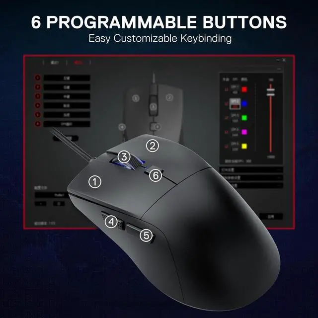 Alt view image 4 of 5 - M618 Wired Gaming Mouse, 10000 DPI Optical Ergonomic Mouse with 6 Programmable Buttons, 84G Ultra Lightweight, Software Supports DIY Keybinds, Black