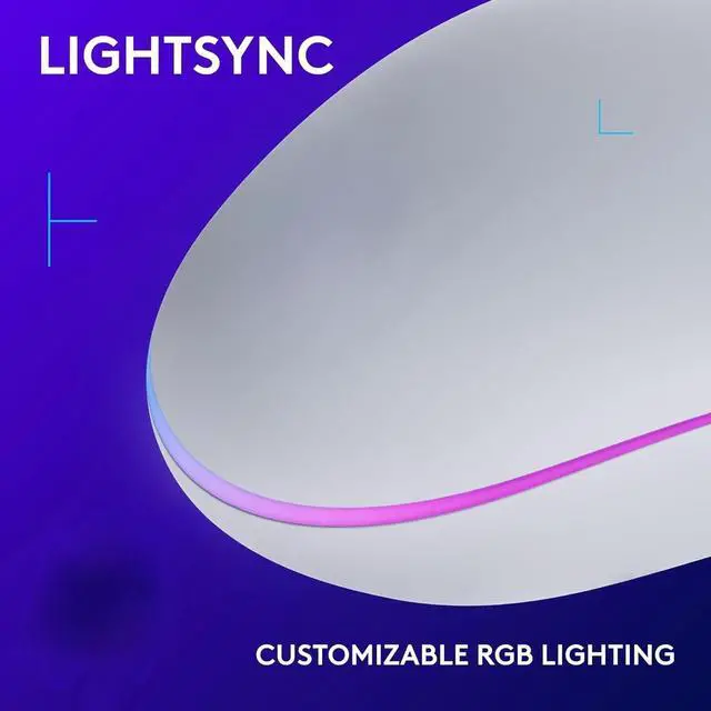 Alt view image 3 of 4 - G203 Wired Gaming Mouse, 8,000 DPI, Rainbow Optical Effect LIGHTSYNC RGB, 6 Programmable Buttons, On-Board Memory, Screen Mapping, PC/Mac Computer and Laptop Compatible - White