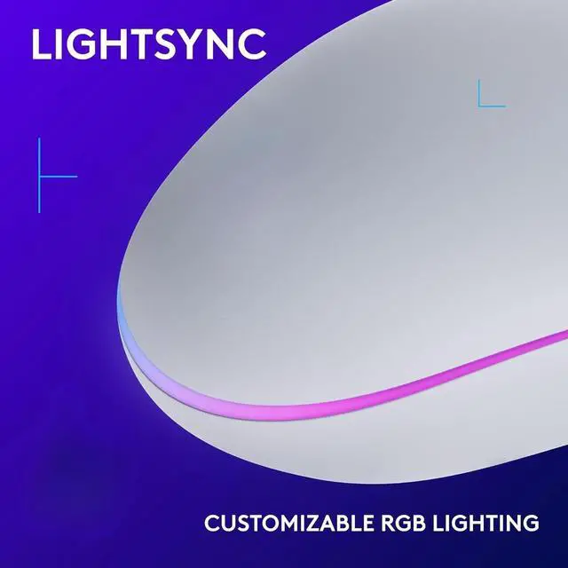 Alt view image 4 of 4 - G203 Wired Gaming Mouse, 8,000 DPI, Rainbow Optical Effect LIGHTSYNC RGB, 6 Programmable Buttons, On-Board Memory, Screen Mapping, PC/Mac Computer and Laptop Compatible - White