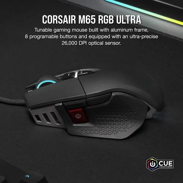 Alt view image 2 of 4 - M65 RGB Ultra Tunable FPS Gaming Mouse Marksman 26,000 DPI Optical Sensor, Optical Switches, AXON Hyper-Processing Technology, Sensor Fusion Control, Tunable Weight System - Black