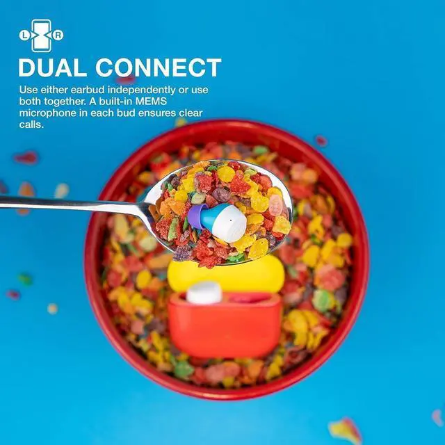 Alt view image 3 of 4 - Go Air Pop+ True Wireless Earbuds, in Ear Headphones, Bluetooth Earphones, 35H Playtime Ear Buds, Bluetooth Earbuds with Microphone, USB-C Charging Case, Dual Connect, EQ3 Sound, Fruity Pebbles