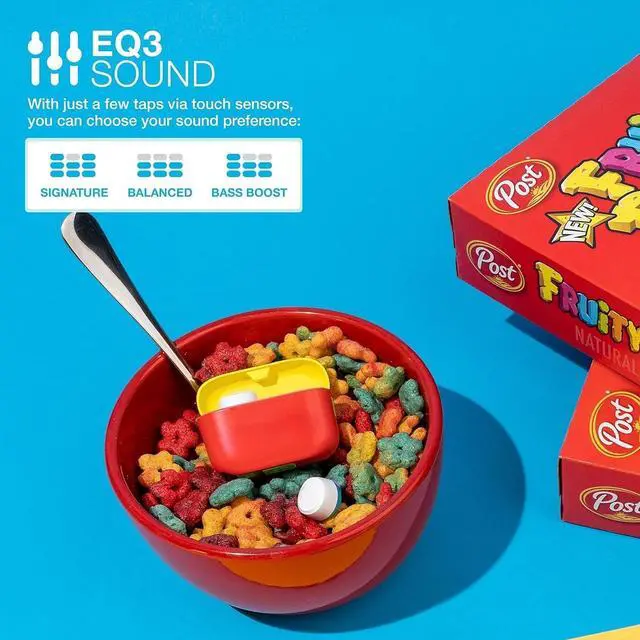 Alt view image 4 of 4 - Go Air Pop+ True Wireless Earbuds, in Ear Headphones, Bluetooth Earphones, 35H Playtime Ear Buds, Bluetooth Earbuds with Microphone, USB-C Charging Case, Dual Connect, EQ3 Sound, Fruity Pebbles