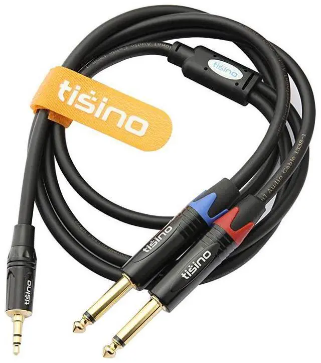 Alt view image 7 of 7 - for1/8" TRS Stereo to Dual 1/4" TS Mono Y-Splitter Cable, 3.5mm Mini Jack Aux to Quarter inch 6.35mm Jack Stereo Breakout Cord - 3.3 feet