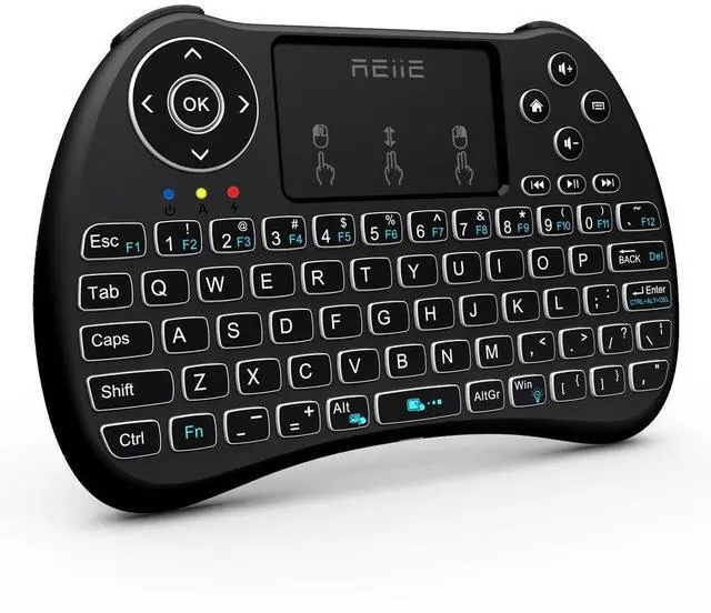 Main image of (Backlit Version)REIIE H9+ Backlit Wireless Mini Handheld Remote Keyboard with Touchpad Work for PC,Raspberry Pi 2, Android TV Box ,KODI,Windows 7 8 10