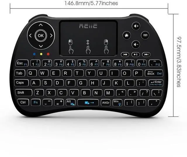 Alt view image 5 of 6 - (Backlit Version)REIIE H9+ Backlit Wireless Mini Handheld Remote Keyboard with Touchpad Work for PC,Raspberry Pi 2, Android TV Box ,KODI,Windows 7 8 10