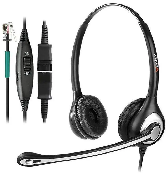 Main image of FOR Corded Telephone Headset Dual wNoise Canceling Mic + Quick Disconnect for Avaya 1416 2410 9508 Aastra 6757i Allworx 9212 Plantronics S12 Mitel 5330 Comdial Digium Landline Deskphones602QS1