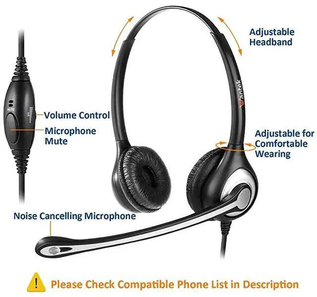 Alt view image 4 of 7 - forCorded Telephone Headset Dual wNoise Canceling Mic for ShoreTel Plantronics Polycom Zultys Toshiba NEC Aspire Dterm Nortel Norstar Meridian Siemens ROLM Packet8 Landline DeskphonesF602S2