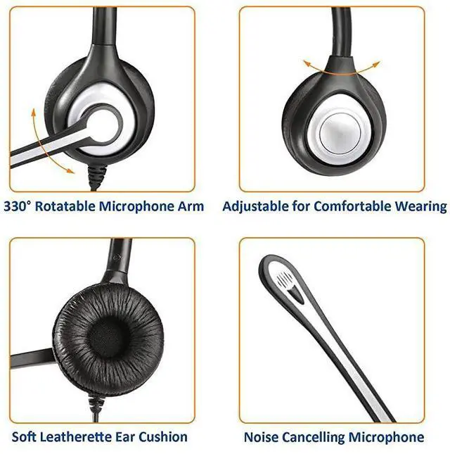 Alt view image 5 of 7 - forCorded Telephone Headset Dual wNoise Canceling Mic for ShoreTel Plantronics Polycom Zultys Toshiba NEC Aspire Dterm Nortel Norstar Meridian Siemens ROLM Packet8 Landline DeskphonesF602S2