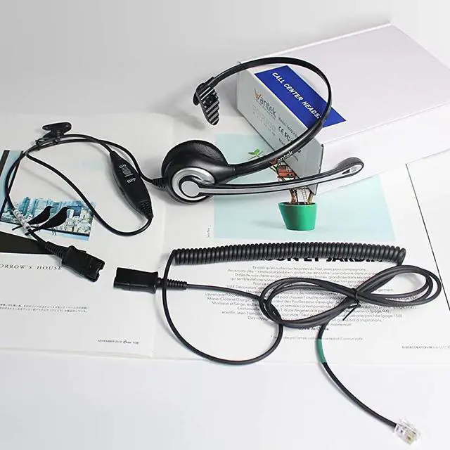 Alt view image 7 of 7 - FOR Corded Telephone Headset Mono wNoise Canceling Mic + Quick Disconnect Compatible with ShoreTel Polycom Zultys NEC Aspire Dterm Nortel Norstar Meridian Siemens ROLM Landline Deskphones600QS2