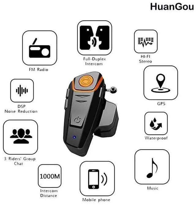 Alt view image 3 of 7 - FOR-Bluetooth Headset, BT-S2 Motorbike Helmet Intercom up to 3 Riders 1000M Helmet Communication System Supports Handsfree/Stereo Music/FM/GPS/ MP3 (Boom Microphone,Single)