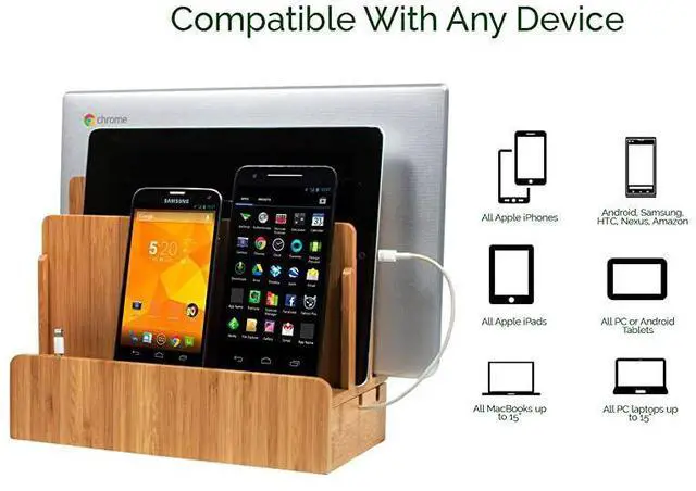 Alt view image 2 of 7 - ForGUS MultiDevice Charging Station Dock Organizer Multiple Finishes Available for Laptops Tablets and Phones Strong Build EcoFriendly Bamboo