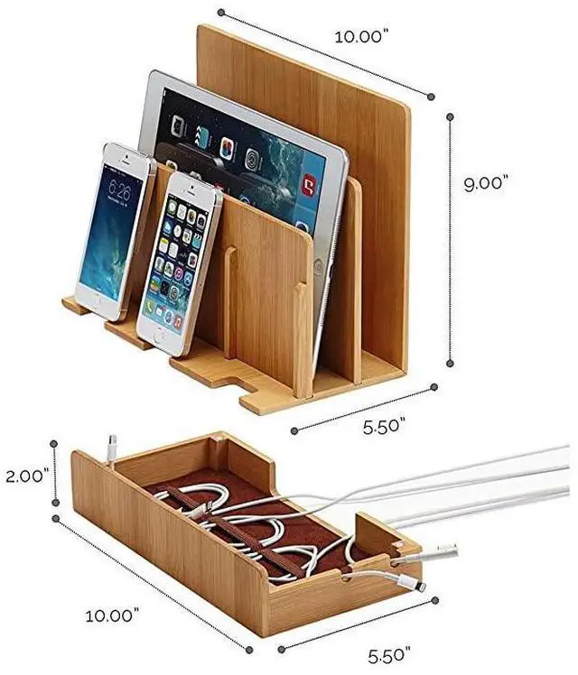 Alt view image 3 of 7 - ForGUS MultiDevice Charging Station Dock Organizer Multiple Finishes Available for Laptops Tablets and Phones Strong Build EcoFriendly Bamboo