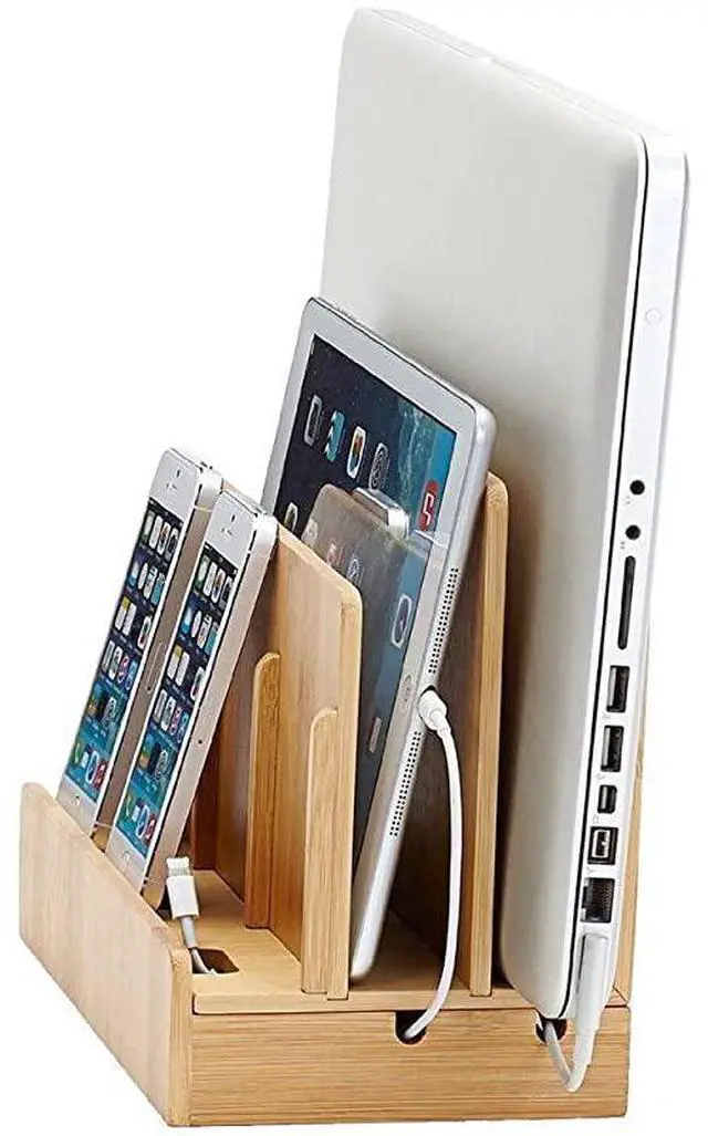 Alt view image 4 of 7 - ForGUS MultiDevice Charging Station Dock Organizer Multiple Finishes Available for Laptops Tablets and Phones Strong Build EcoFriendly Bamboo