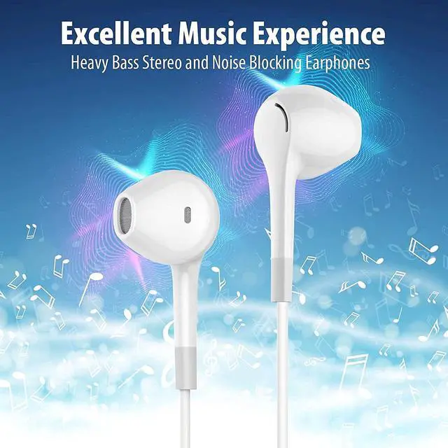 Alt view image 2 of 7 - Earbuds Earbuds 5 One Pack Wired Earbuds with Subwoofer Stereo Blocking Microphone Compatible with iPhone Android Phone Laptop Computer iPad or Any Device with 3.5mm Interface