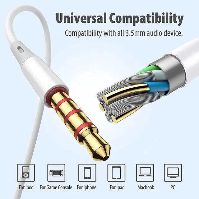 Alt view image 6 of 7 - Earbuds Earbuds 5 One Pack Wired Earbuds with Subwoofer Stereo Blocking Microphone Compatible with iPhone Android Phone Laptop Computer iPad or Any Device with 3.5mm Interface