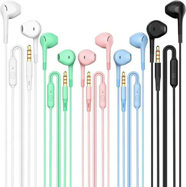 Main image of Earbuds Earbuds 5 One Pack Wired Earbuds with Subwoofer Stereo Blocking Microphone Compatible with iPhone Android Phone Laptop Computer iPad or Any Device with 3.5mm Interface