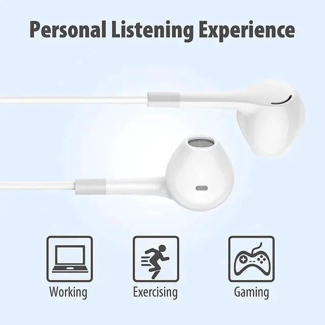 Alt view image 5 of 7 - Earbuds Earbuds 5 One Pack Wired Earbuds with Subwoofer Stereo Blocking Microphone Compatible with iPhone Android Phone Laptop Computer iPad or Any Device with 3.5mm Interface