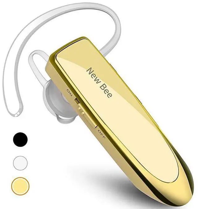 Main image of FOR Bluetooth Earpiece V50 Wireless Handsfree Headset 24 Hrs Driving Headset 60 Days Standby Time with Noise Cancelling Mic Headsetcase for iPhone Android Samsung Laptop Truck Driver Gold