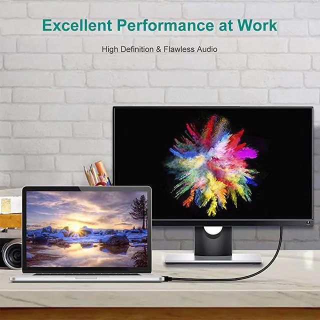 Alt view image 2 of 7 - FOR DisplayPort to HDMI 10 Feet Cable  DisplayPort to HDMI Male to Male Adapter GoldPlated Cord Compatible with Lenovo HP ASUS Dell and Other Brand