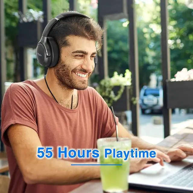 Alt view image 7 of 7 - for Bluetooth Headphones Wireless 55H Playtime Over Ear Headphones with 3 EQ Modes Foldable Lightweight Headphones with Microphone Deep Bass Hi-Fi Stereo Headsets for Phone/PC/Laptop -