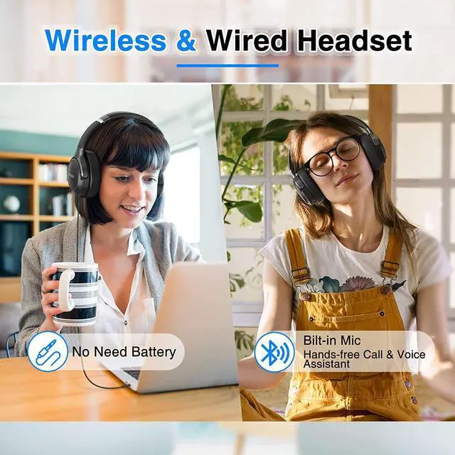 Alt view image 6 of 7 - for Bluetooth Headphones Wireless 55H Playtime Over Ear Headphones with 3 EQ Modes Foldable Lightweight Headphones with Microphone Deep Bass Hi-Fi Stereo Headsets for Phone/PC/Laptop -